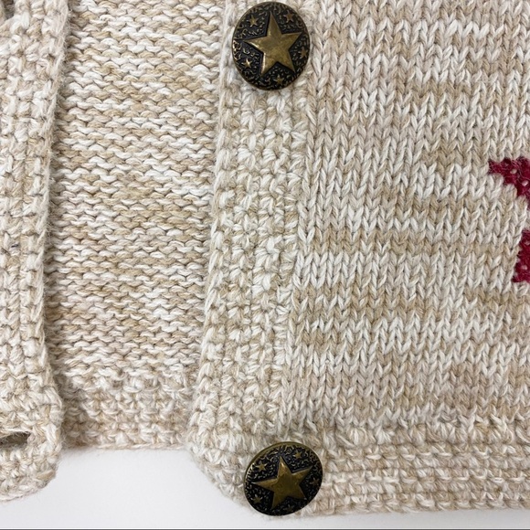 VINTAGE NORTHERN ISLES Embroidered Star Print Button-Front Cardigan Medium - Picture 7 of 12